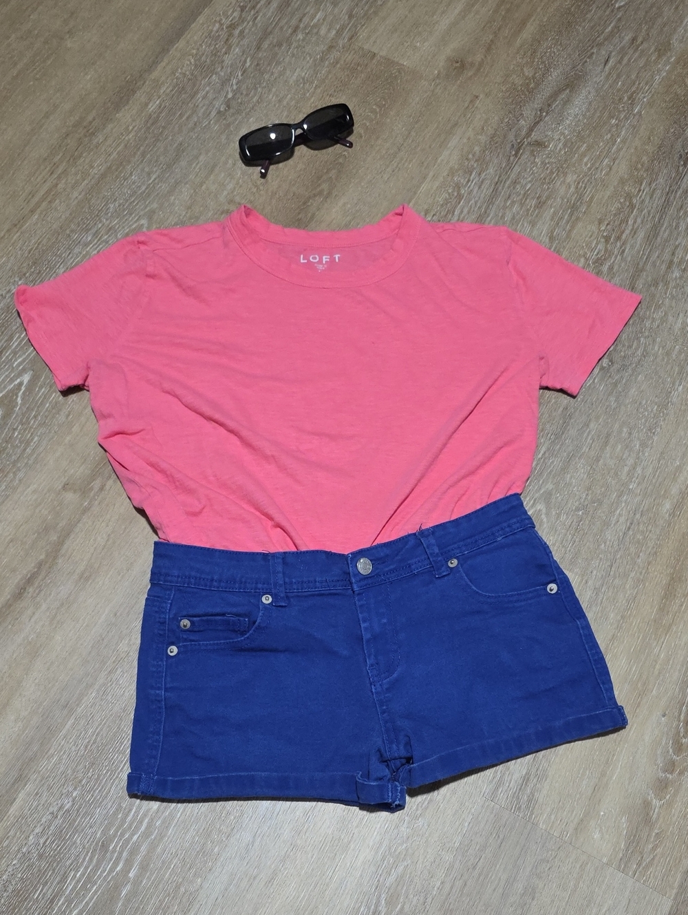 LOFT Bright Pink Short Sleeve Crewneck Tee